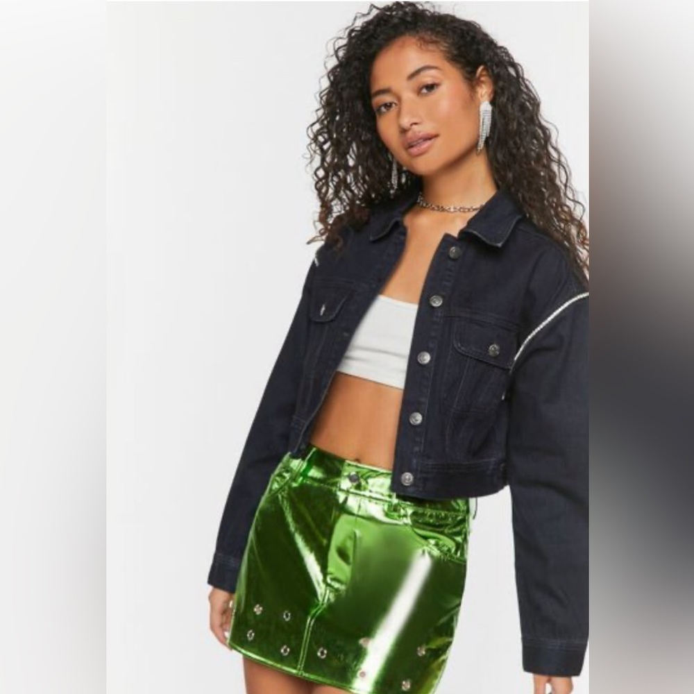 NWOT Forever 21 Metallic Micro Mini Skirt Sz Small Color Neon Green